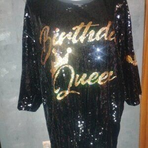 Fashion Nova Sequin Dress - Black and Gold